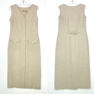 St. John's Bay 90’s Women's Cream Linen Blend Maxi dress size 4P
